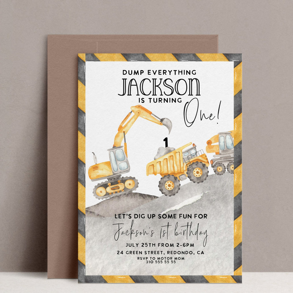 Construction birthday invitation, Construction party, truck party, construction invite, Digger party, dump truck birthday, any age,