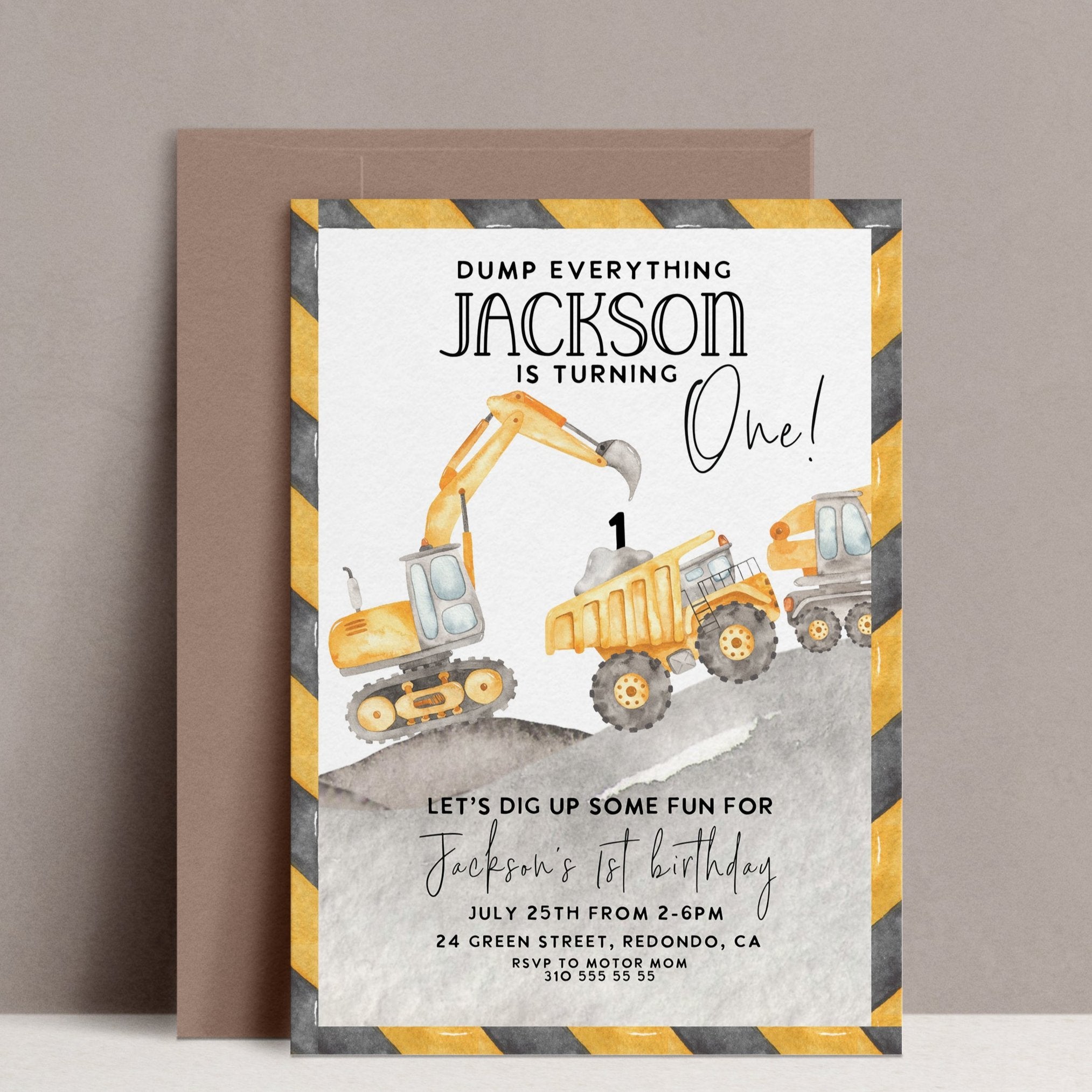 Construction birthday invitation, Construction party, truck party, construction invite, Digger party, dump truck birthday, any age,