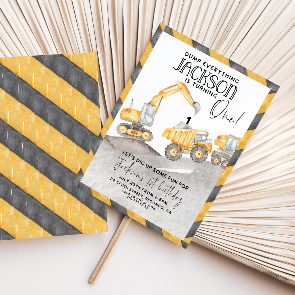 Construction birthday invitation, Construction party, truck party, construction invite, Digger party, dump truck birthday, any age,