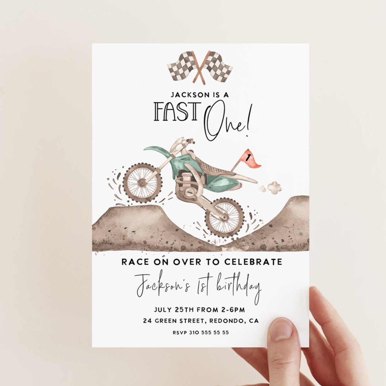 Dirt bike Fast one invitation, Dirt bike birthday invitation, dirt bike party, racing party