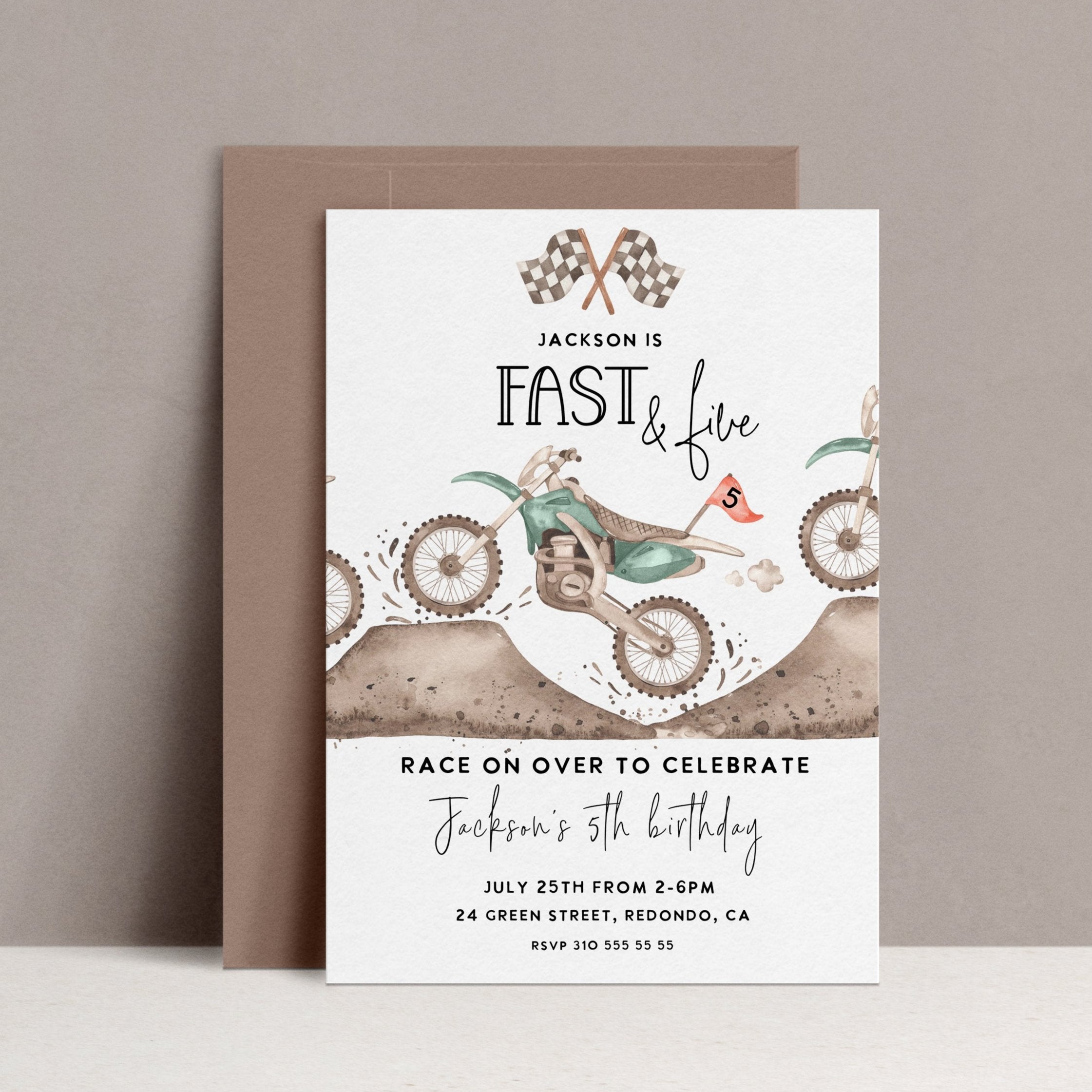 Fast and Five birthday invitation, dirt bike birthday invitation, dirt bike party, dirt bike party theme