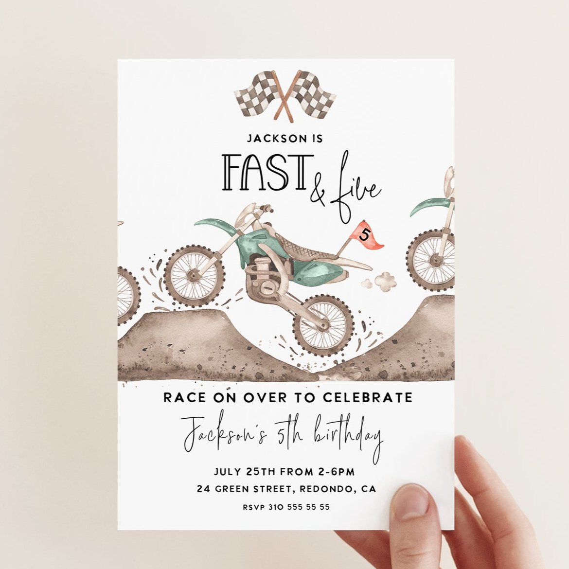 Fast and Five birthday invitation, dirt bike birthday invitation, dirt bike party, dirt bike party theme