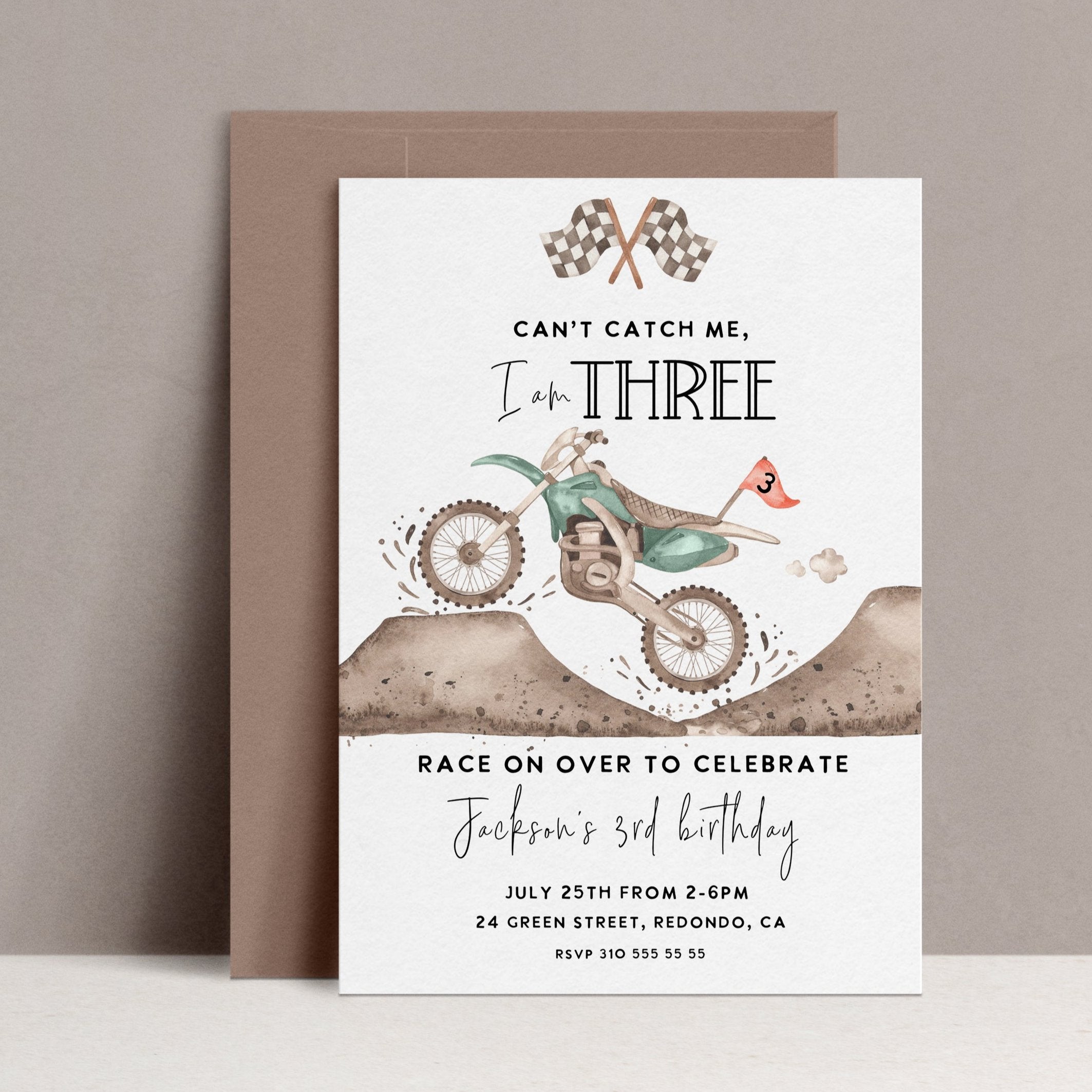 Race car birthday, race car birthday party, race car invitation, racing party, third birthday, Cant catch me, I am three, motorcycle party