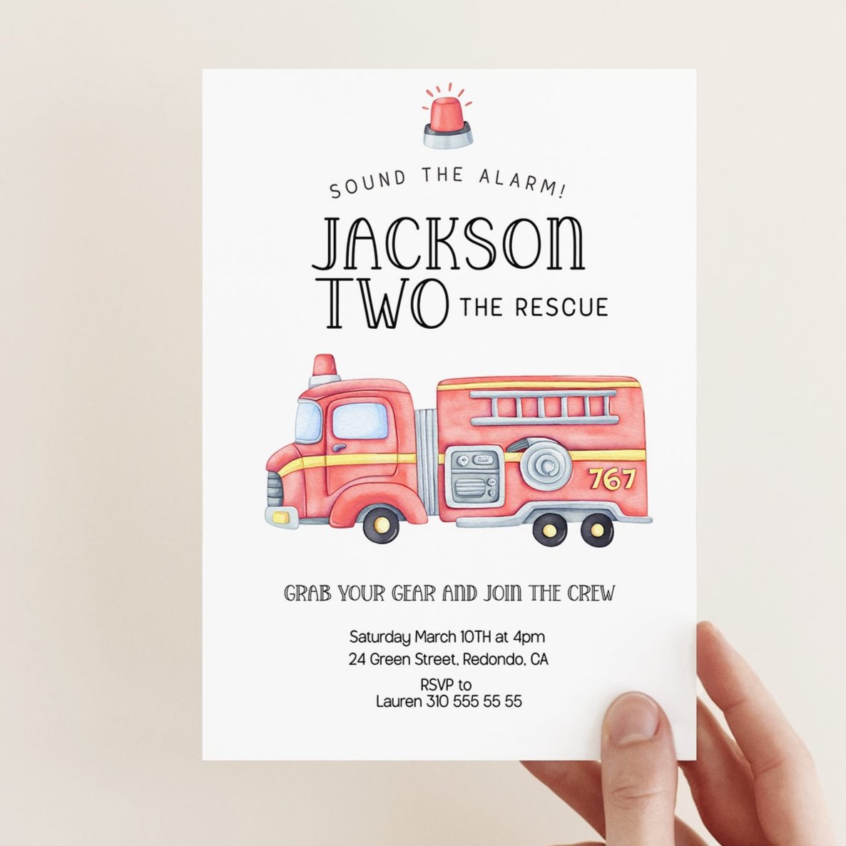 Firetruck invitation, Fire truck invitation, Fire truck party, firetruck party invitation, fireman, DIY invitation, Fire Engine, Sound the alarm, Fire truck party, second birthday, two the rescue, 2nd birthday