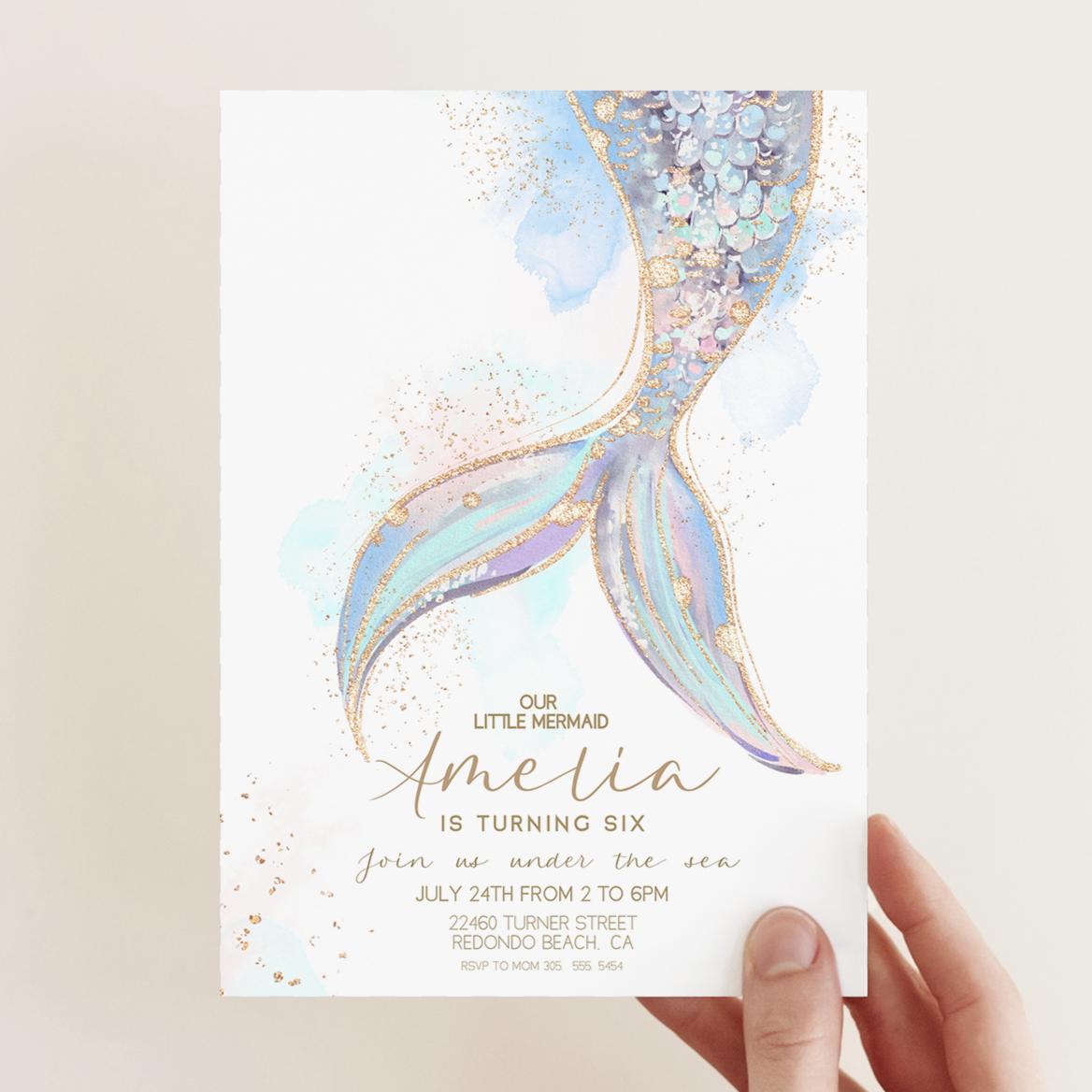 Mermaid Birthday invitation, Editable mermaid invite, under the sea invitation, Girl Mermaid party, mermaid pool party TEMPLATE, printable 