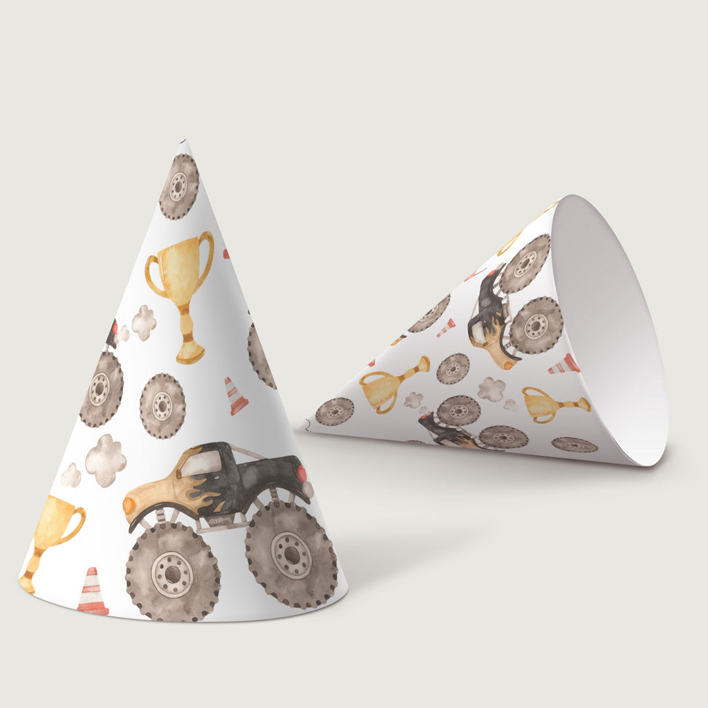 Monster truck party hat templates