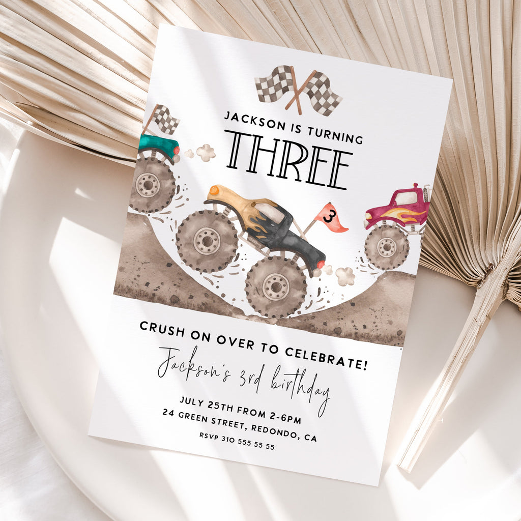 Monster truck birthday invitation