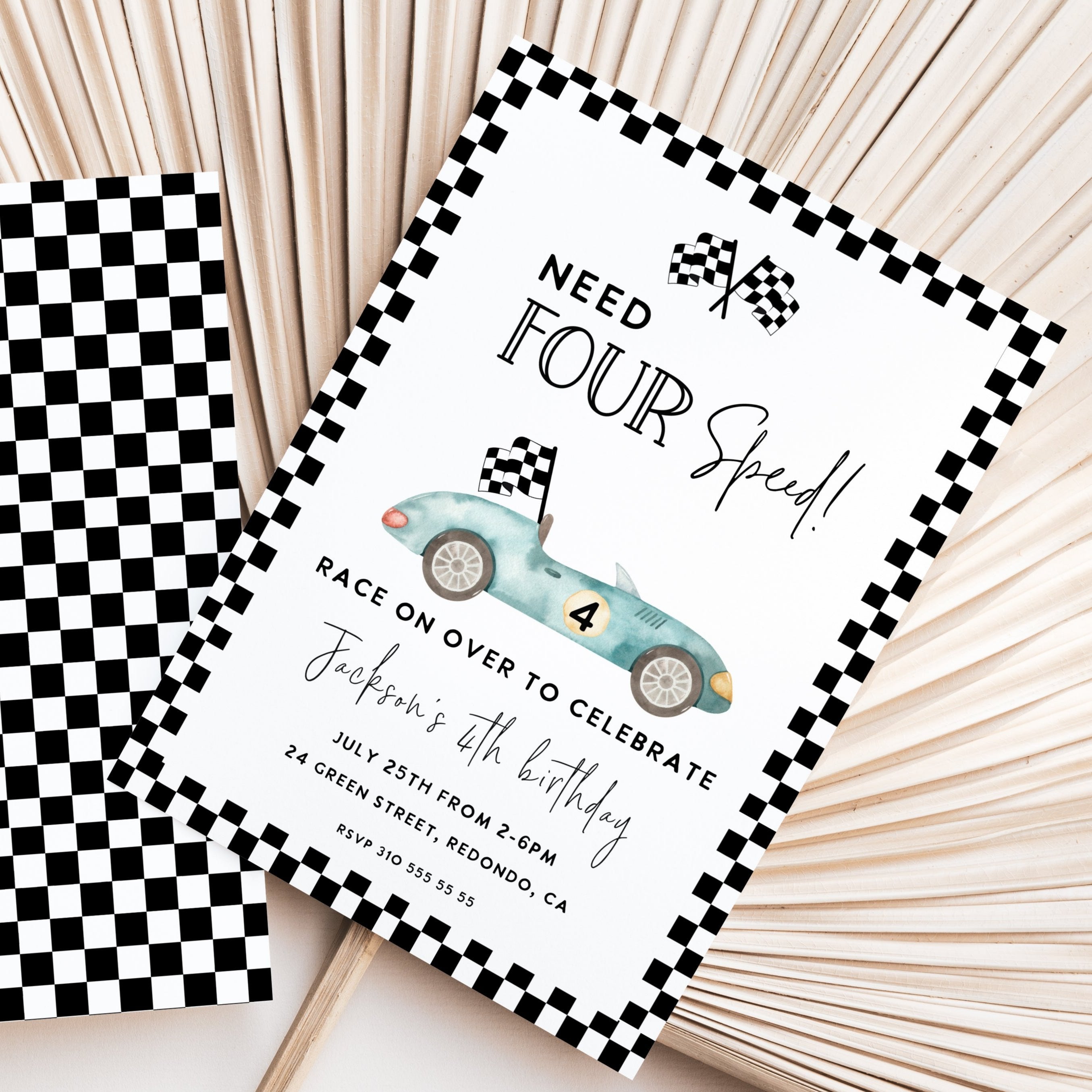Race Car Birthday Invitation NEED FOR SPEED