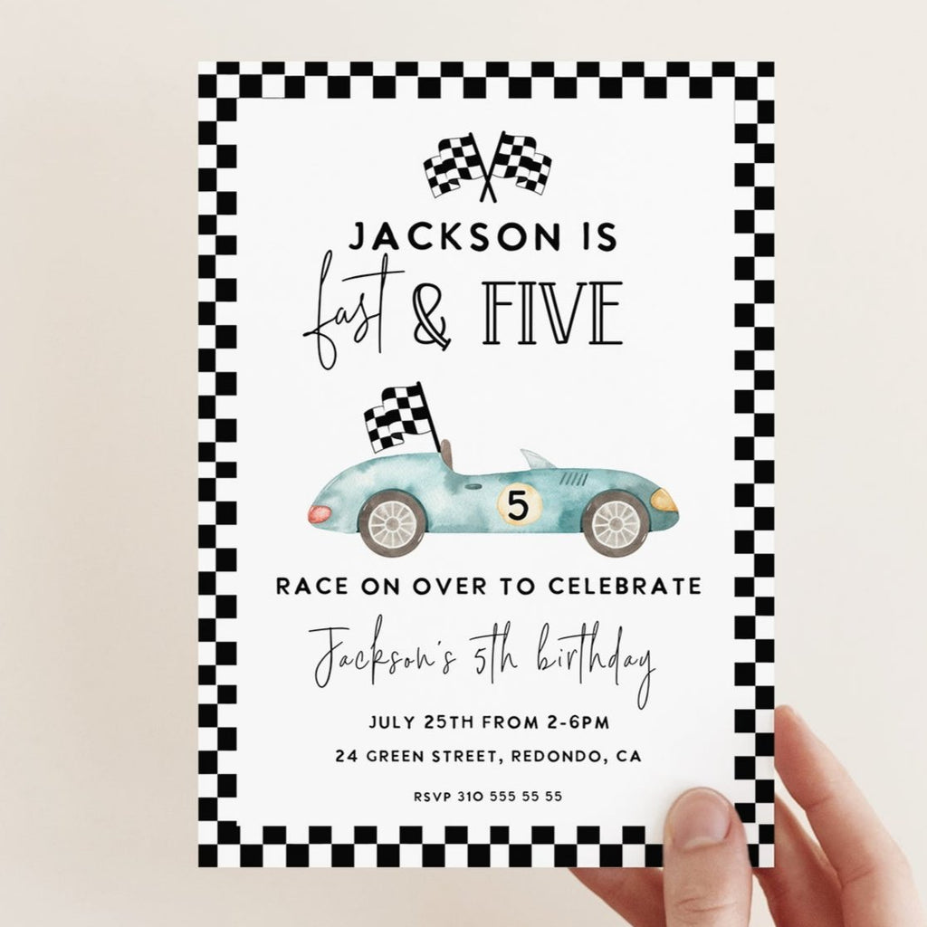 Race Car Birthday Invitation FAST AND FIVE