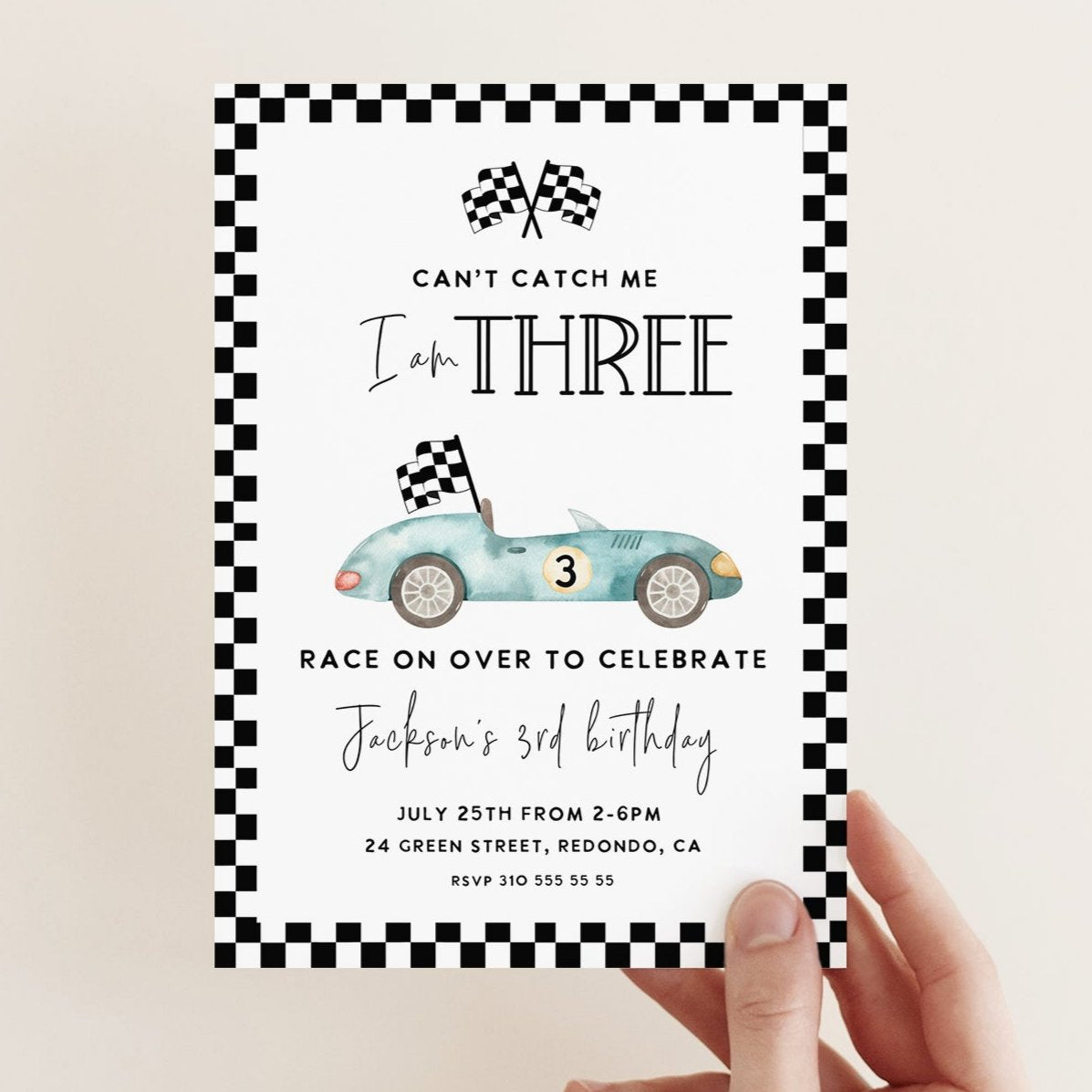 Race car birthday invitation