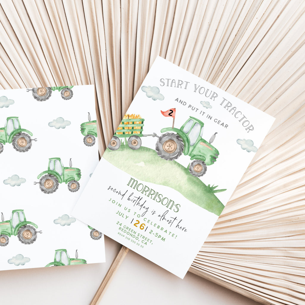 tractor birthday, tractor party, farm birthday invition