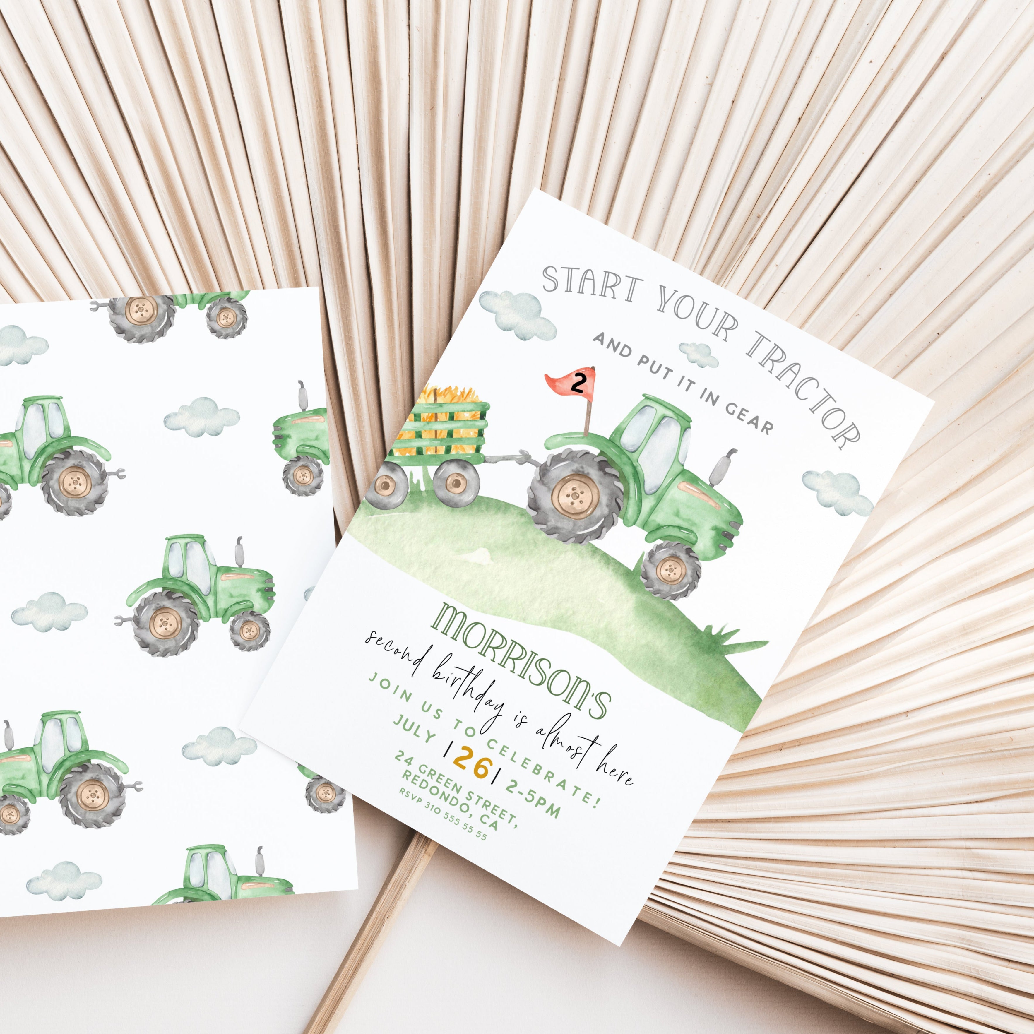 tractor birthday, tractor party, farm birthday invition