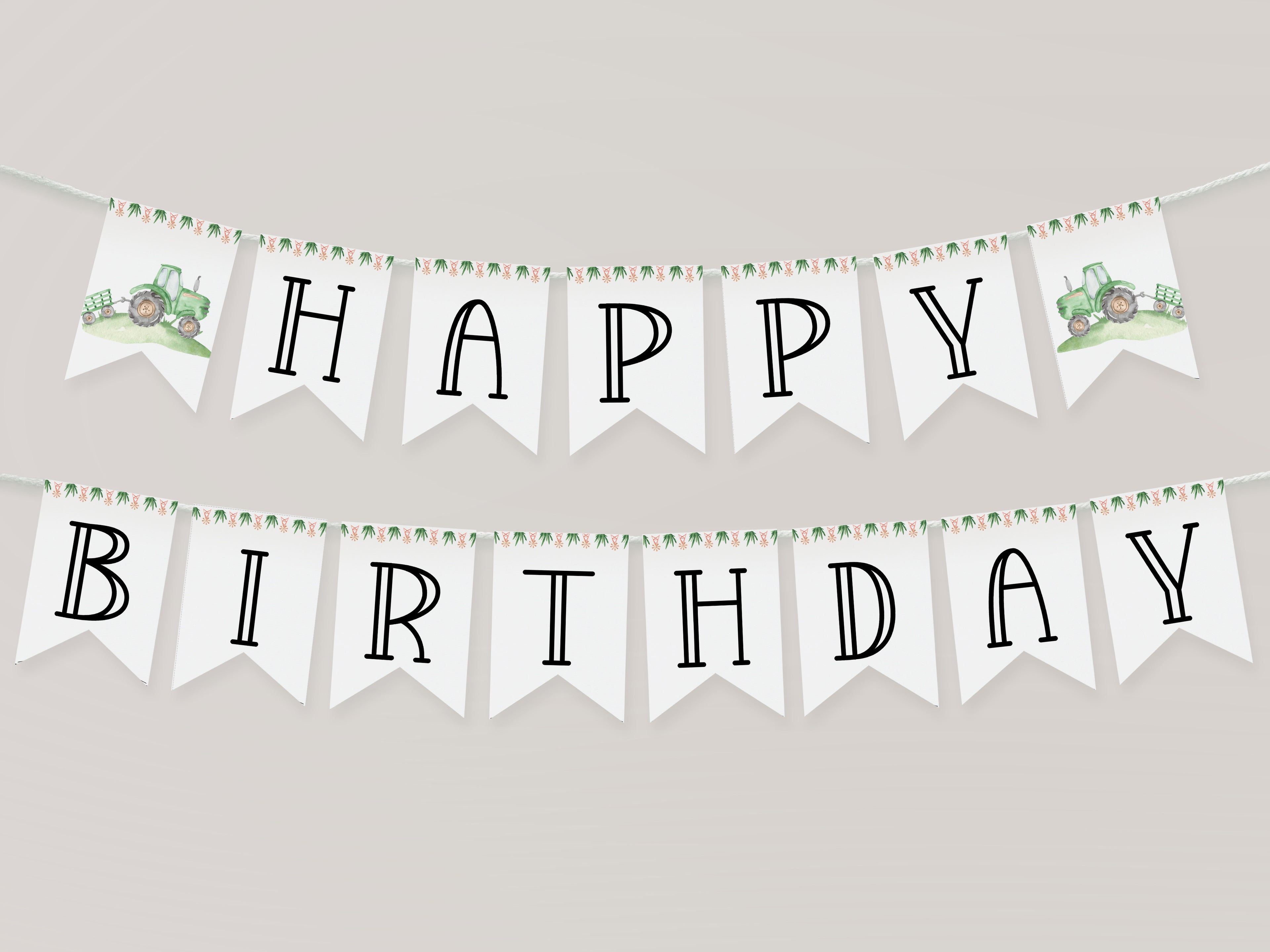Green tractor birthday banner