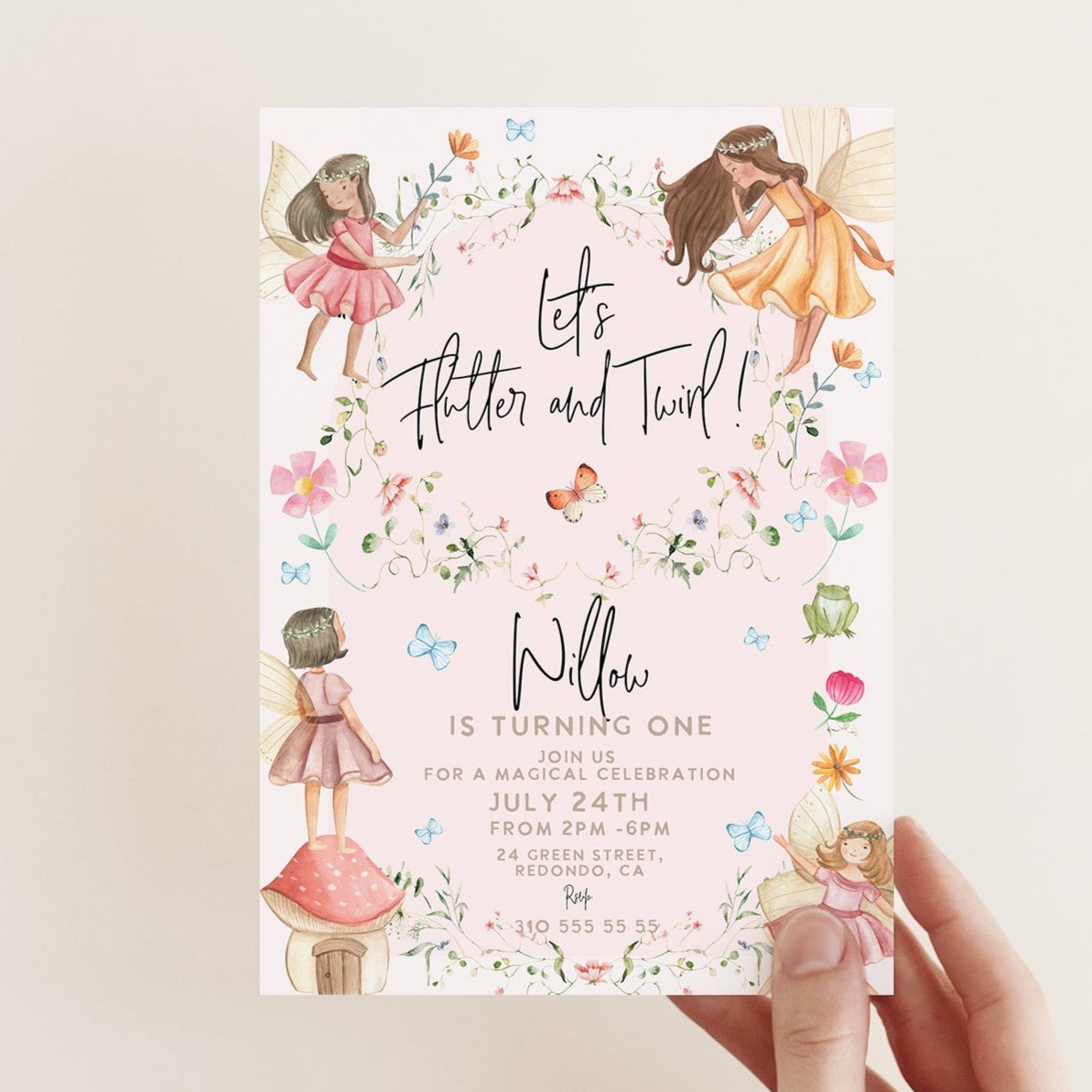 fairy birthday, flutter and twirl, fairy birthday invitation