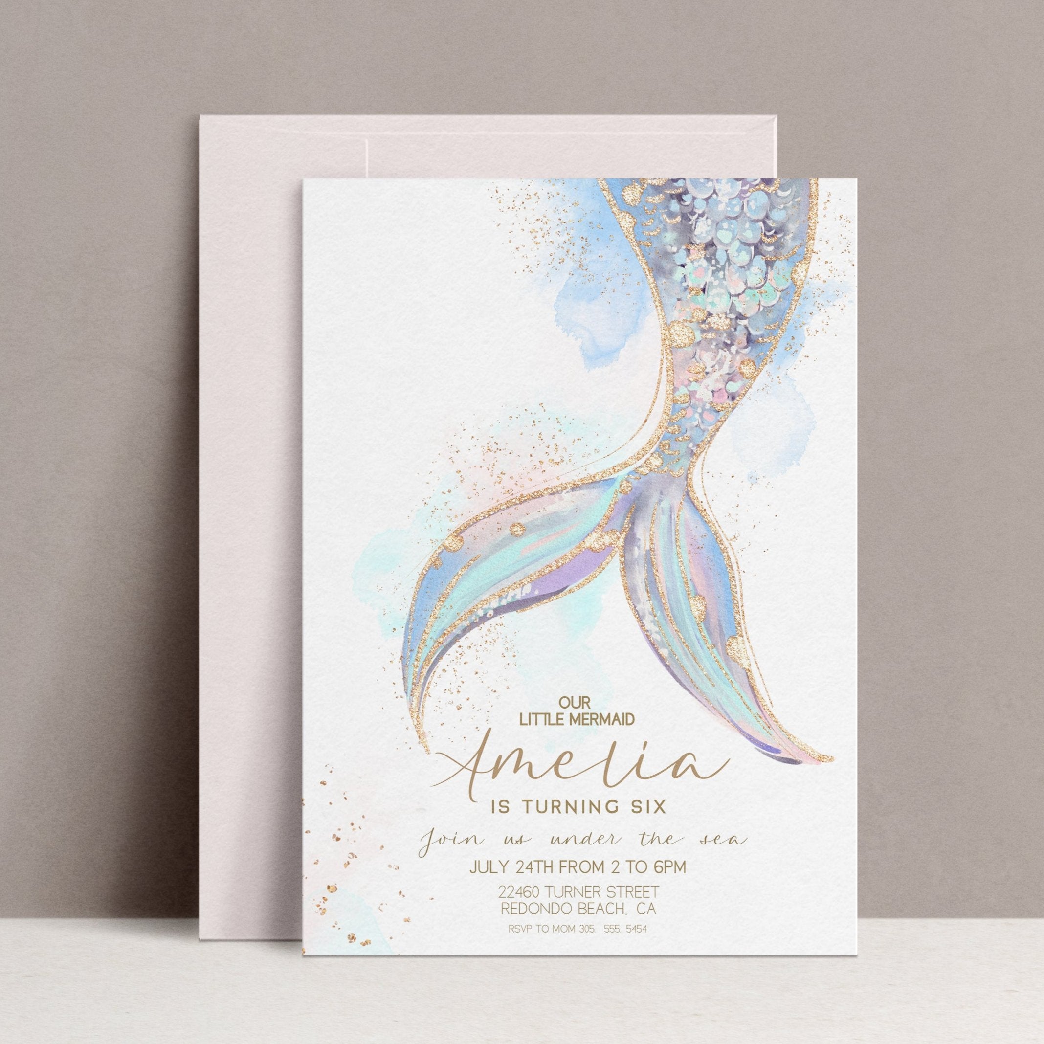 Mermaid Birthday invitation, Editable mermaid invite, under the sea invitation, Girl Mermaid party, mermaid pool party TEMPLATE, printable 