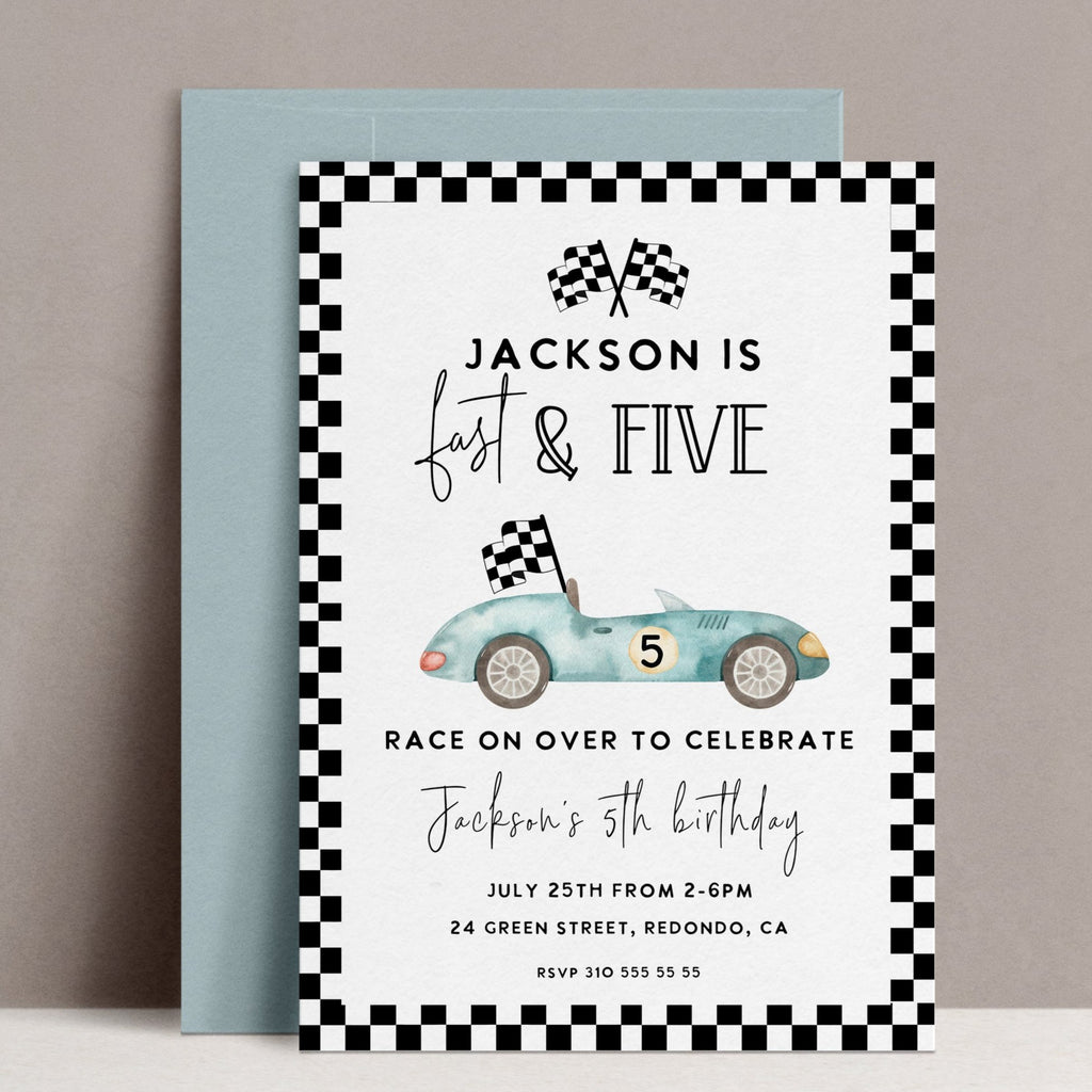 Race Car Birthday Invitation FAST AND FIVE