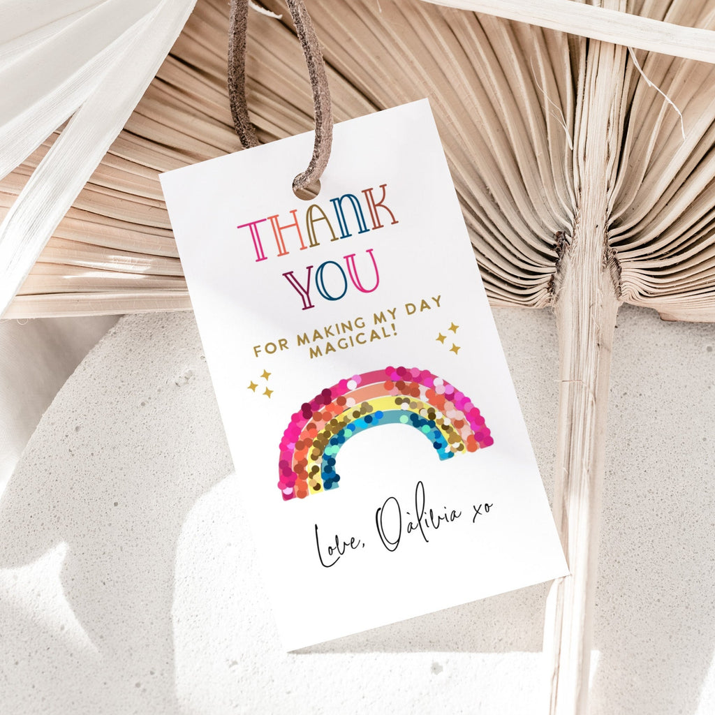 Rainbow thank you tag template