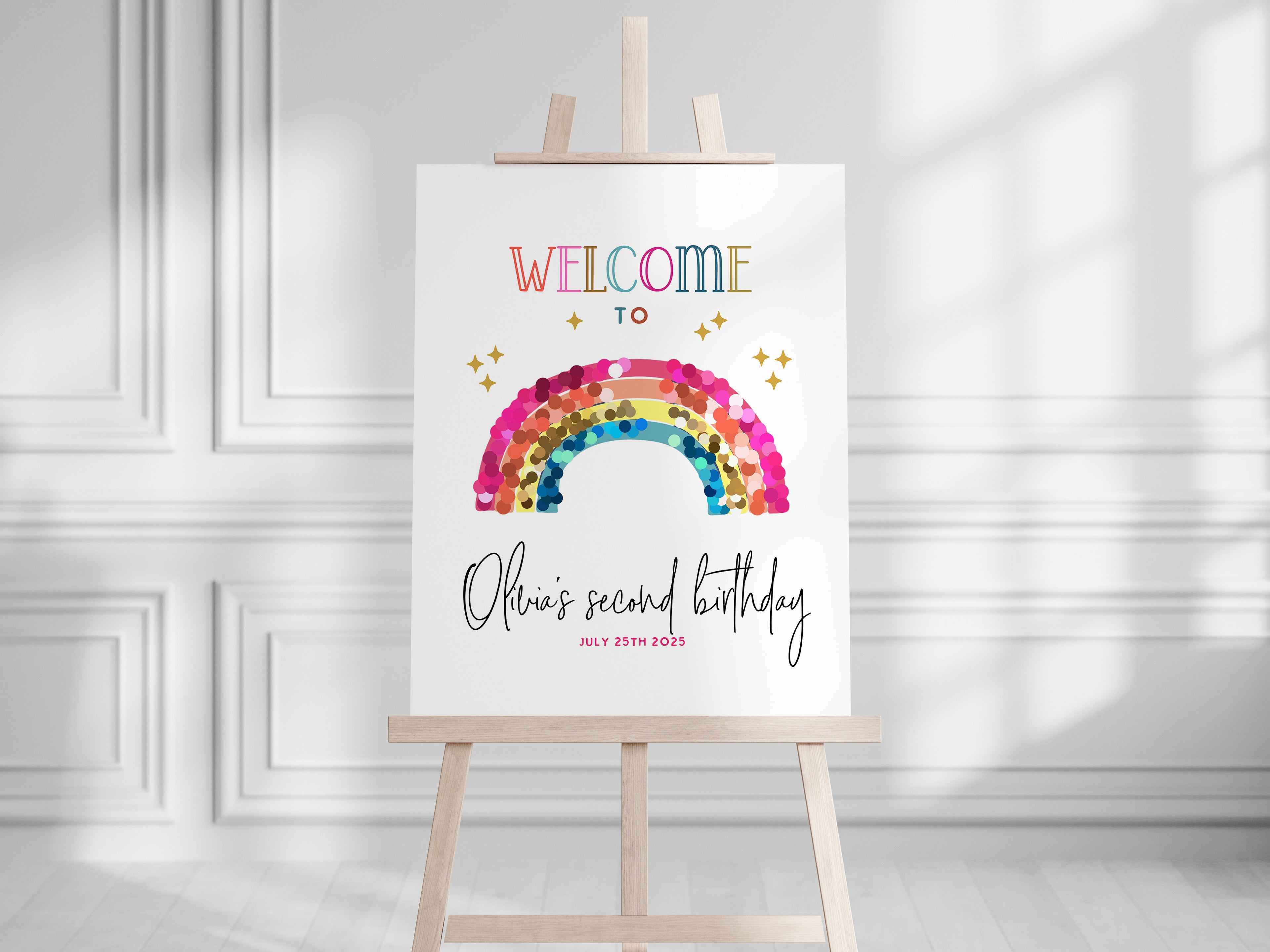 Rainbow party welcome sign