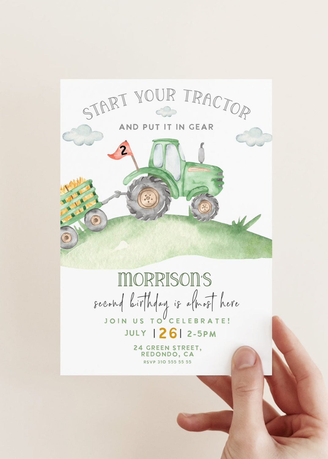 Tractor birthday invitation, tractor party, farm birthday invitation, Farm party, farm invitation